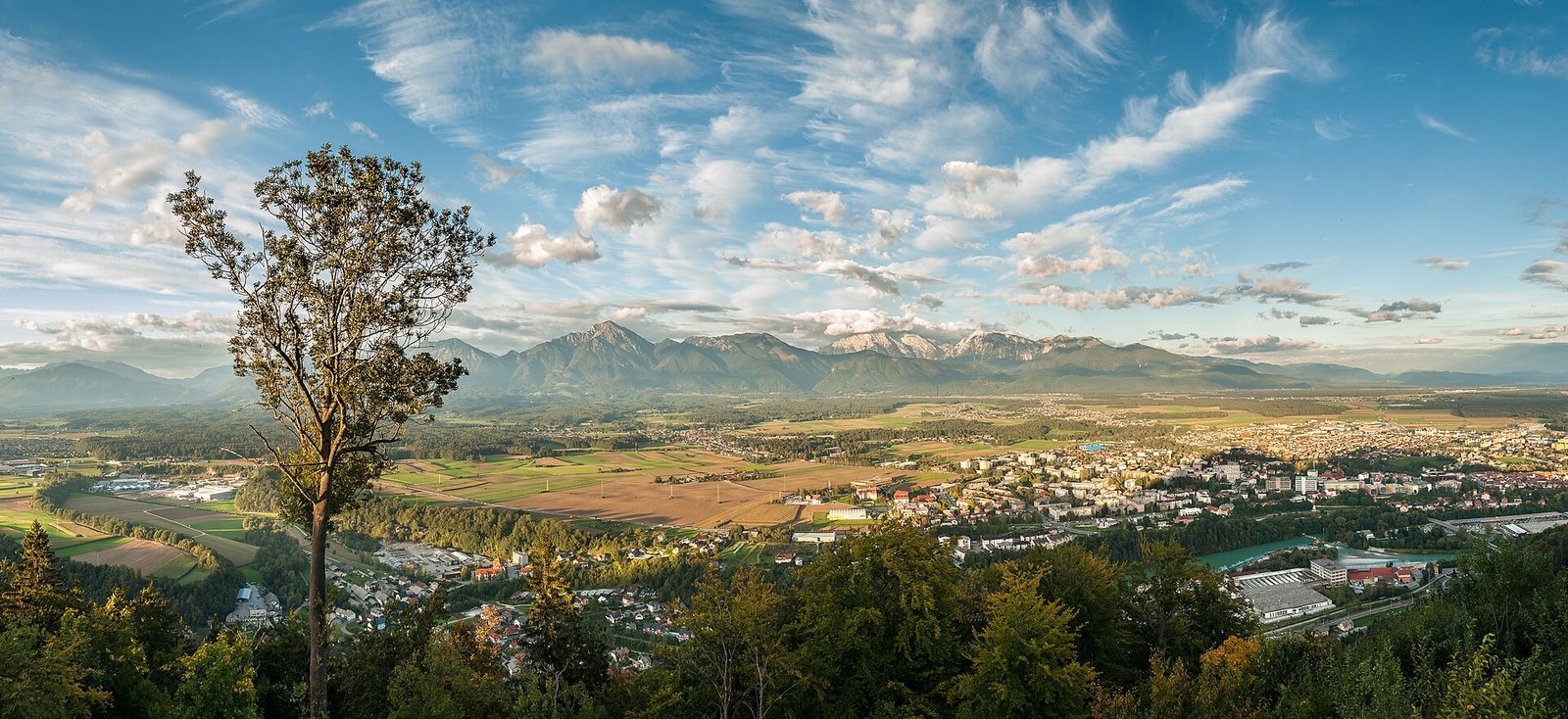Explore Slovenia 4 Panoramic view of Kranj and the Kamnik-Savinja Alps in Slovenia