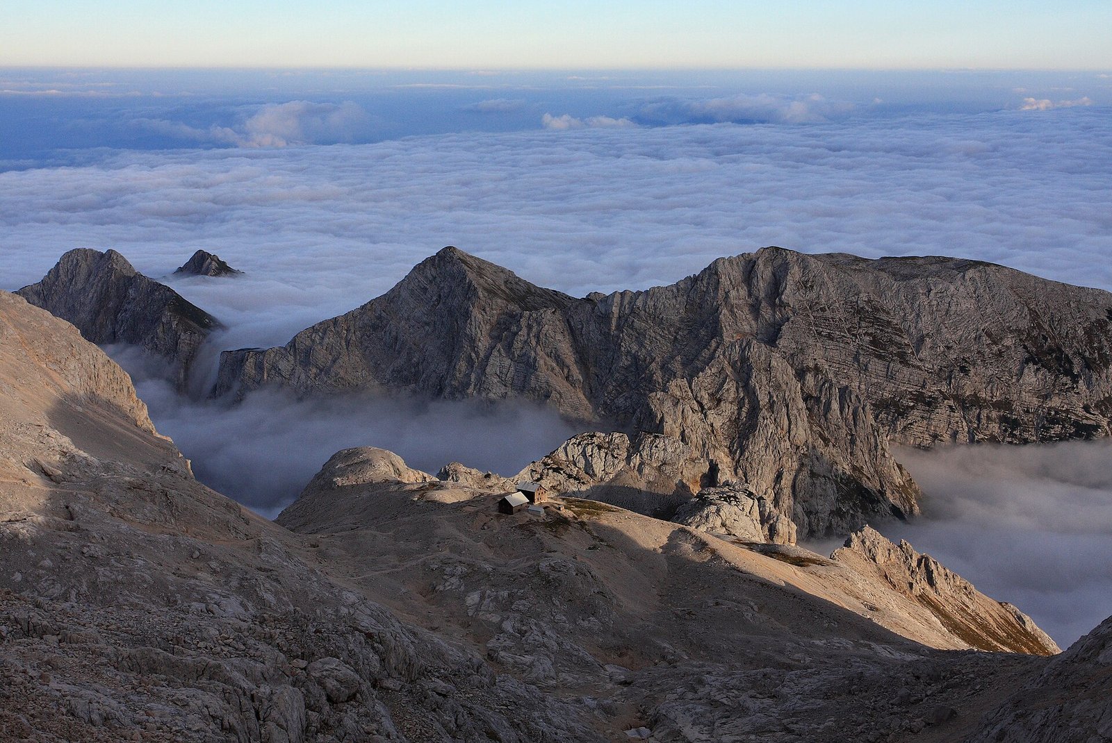 Dom Planika mountain hut below Mount Triglav in Slovenia