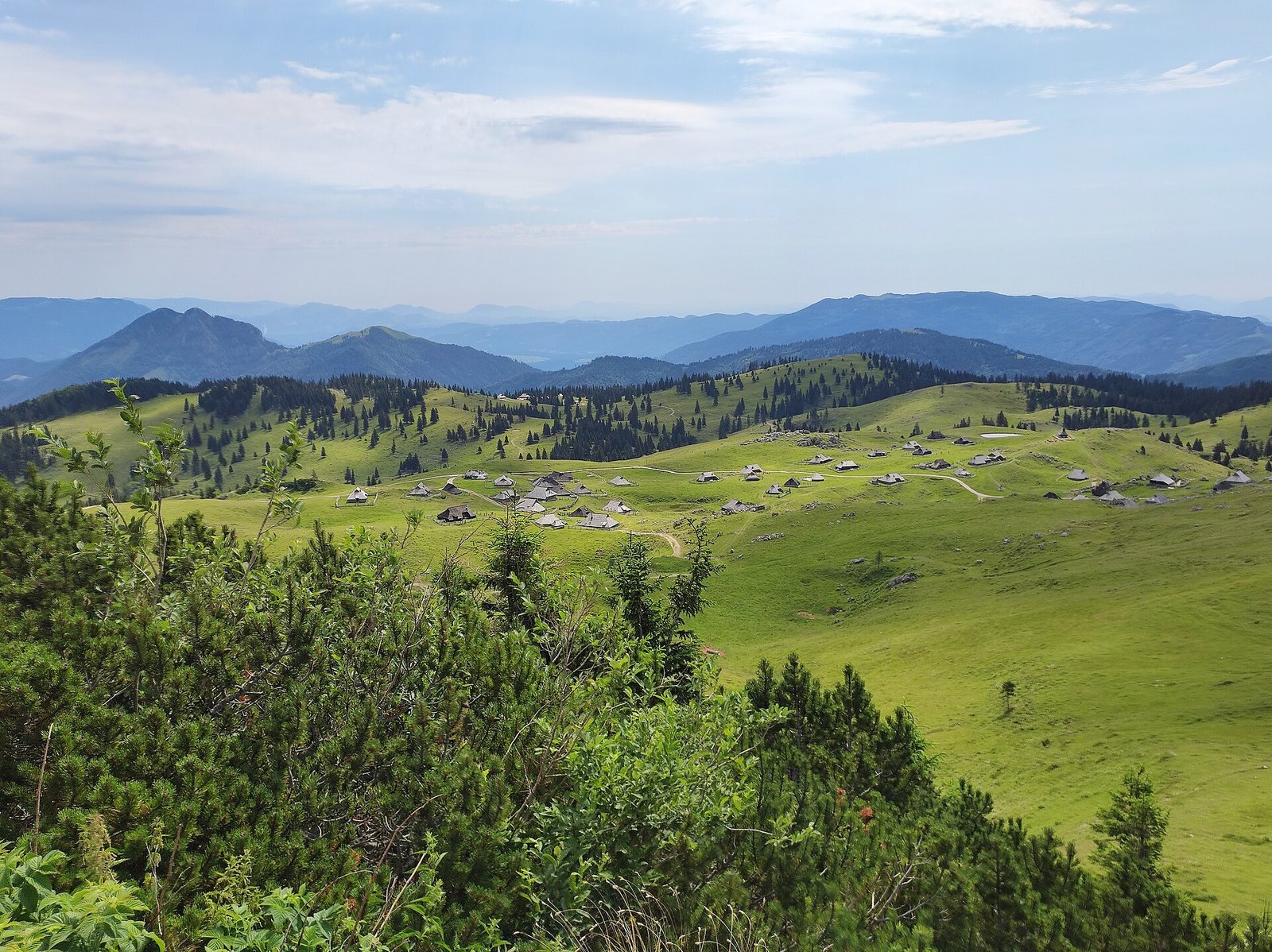 Traditional shepherd huts and Alpine pastures on Velika Planina in Slovenia
