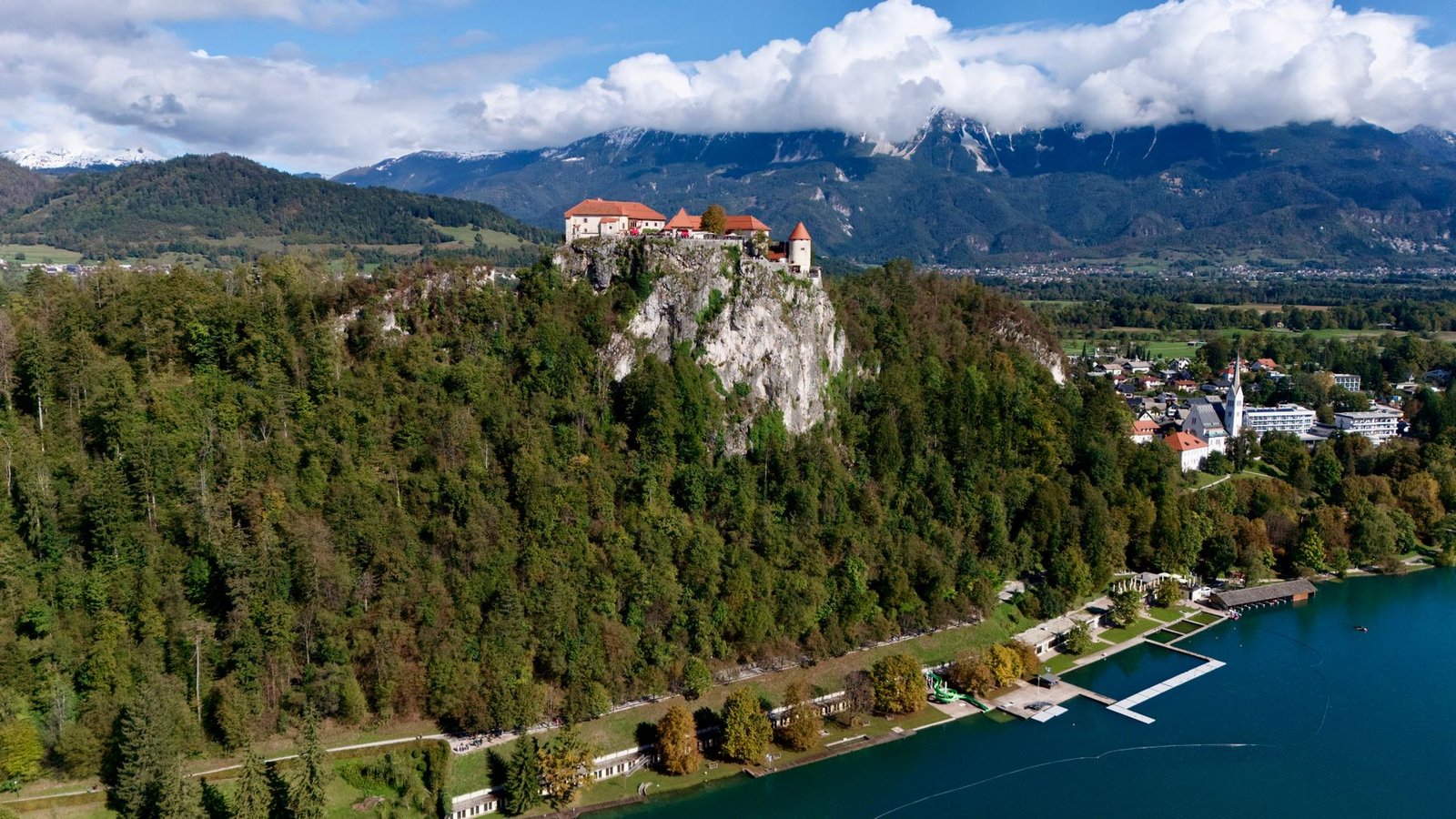Lake Bled 4 Bled Castle on the rocky cliff above Lake Bled in Slovenia