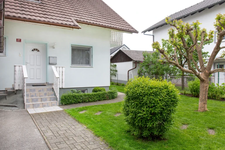House entrance and garden